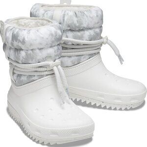 Crocs Women's Classic Neo Puff Luxe Boot Snow Sz 5 - Grey/White